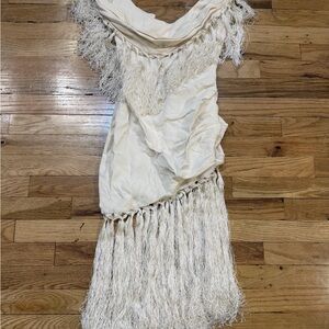 Oscar De La Renta Cream cocktail Fringe dress